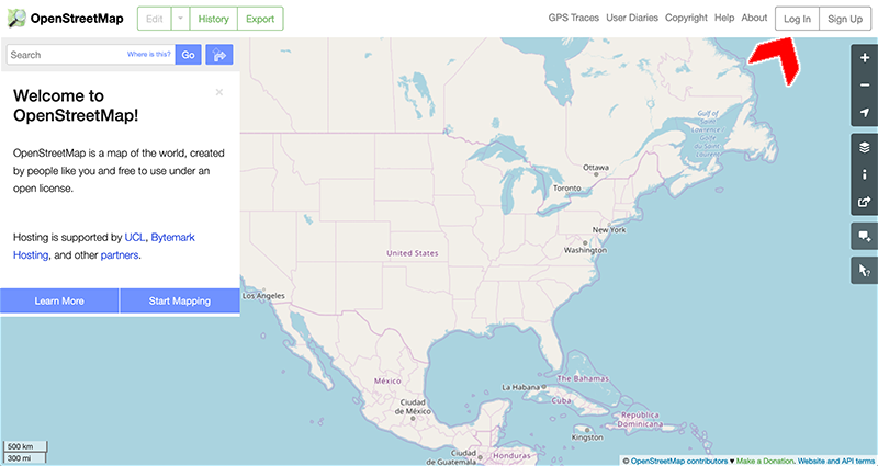OpenStreetMap homepage