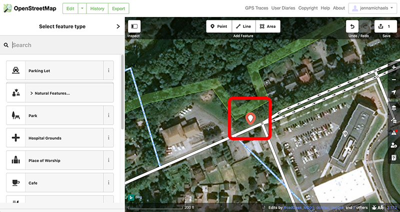 Selecting location of point on map