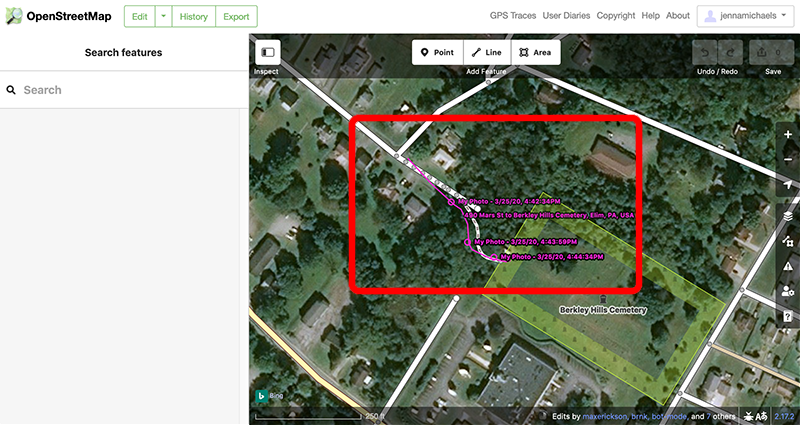 Map with GPX file superimposed