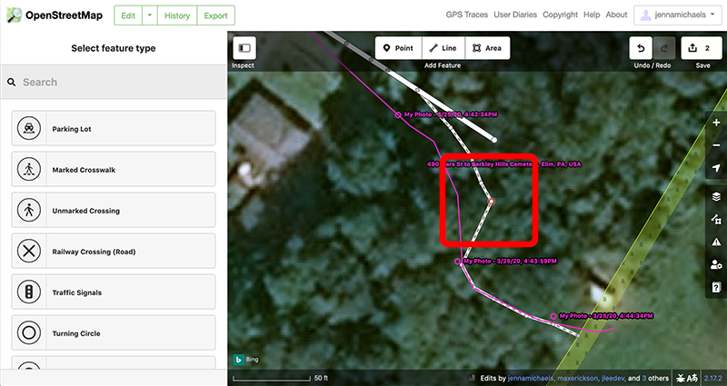 Selecting points on a preexisting line